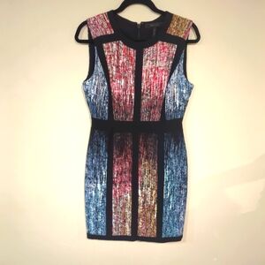BCBGMAXAZRIA "Gwyneth" print colour blocked dress